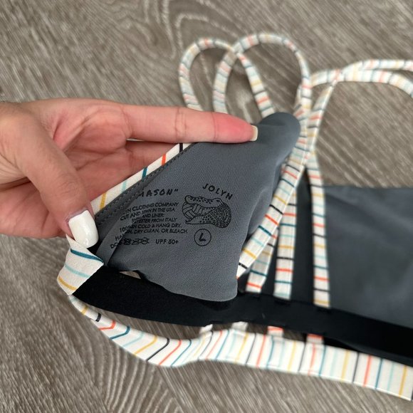 Jolyn Clothing Striped Bikini Top - Black and Multicolor - Picture 3 of 4